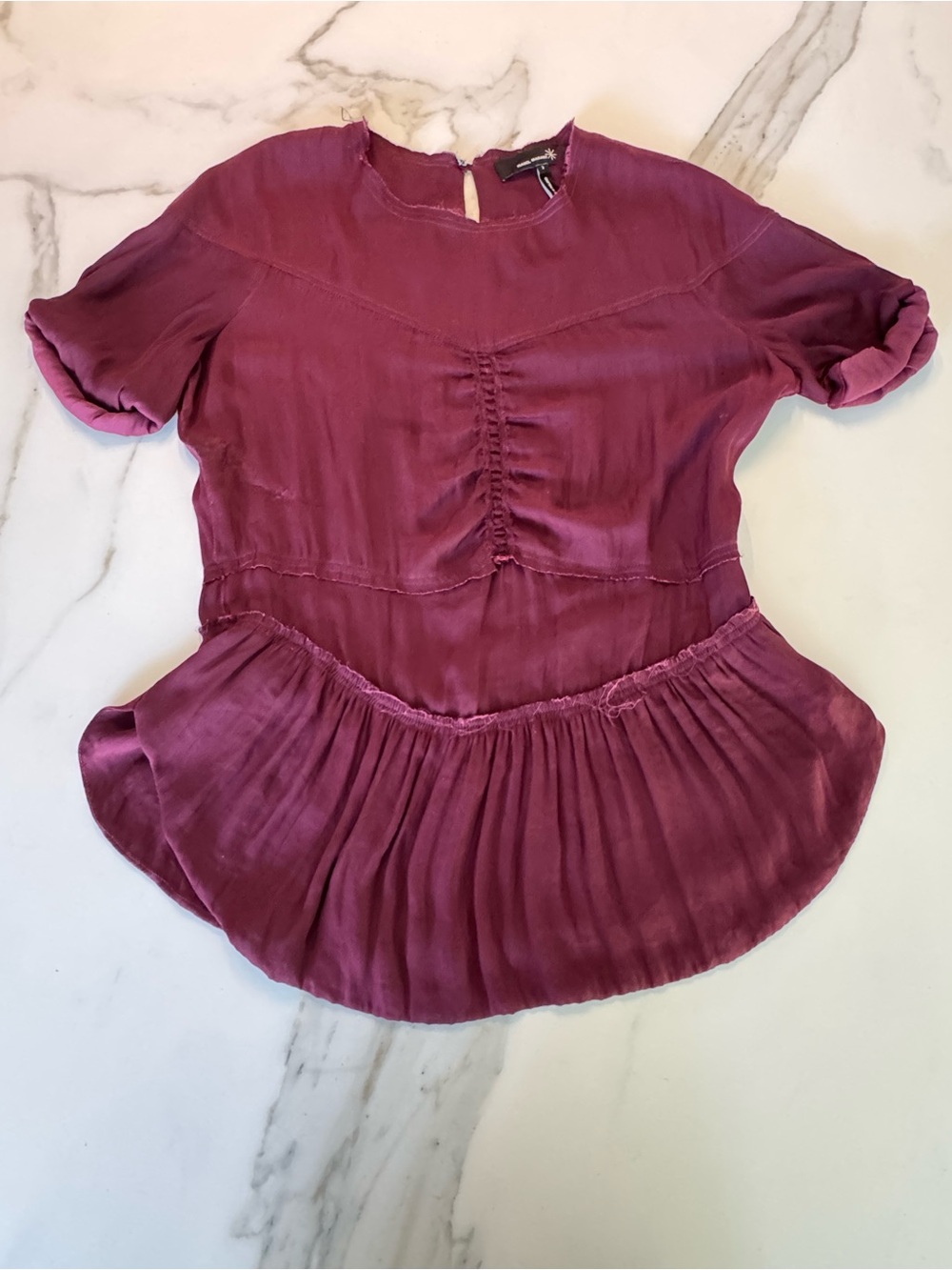 Women's Ruched Peplum Top in Wine - Isabel Marant